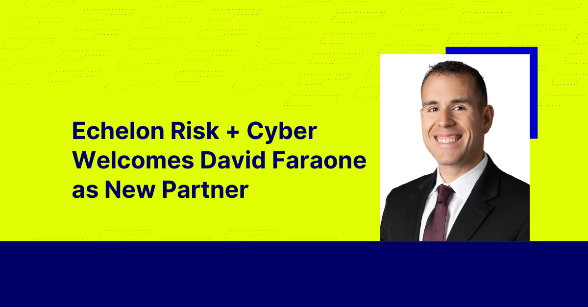 Echelon Risk + Cyber is excited to welcome David Faraone as a new partner.  